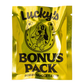 Sac de paillettes d'or Bobby Nugget ouvert avec contenu