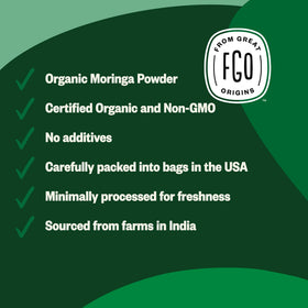Sac de poudre de moringa bio FGO ouvert