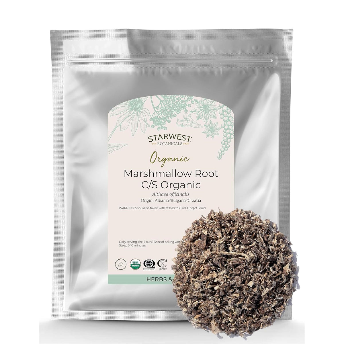 Sac de racine de guimauve bio Starwest Botanicals de 445g