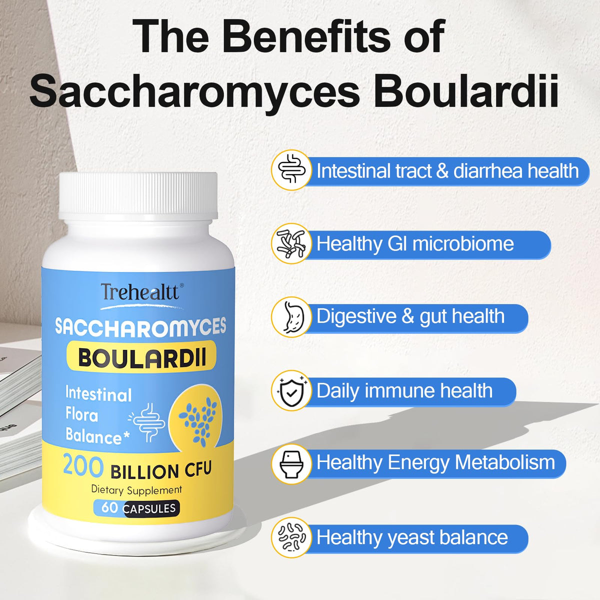 Saccharomyces Boulardii Trehealtt, vue arrière du flacon