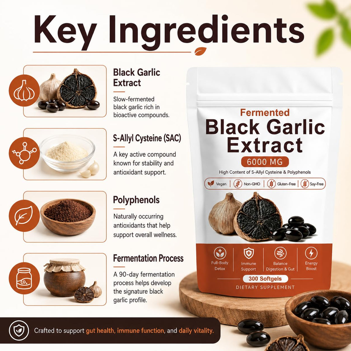 Sachet d'extrait de Ail Noir Fermenté XICOFISS ouvert