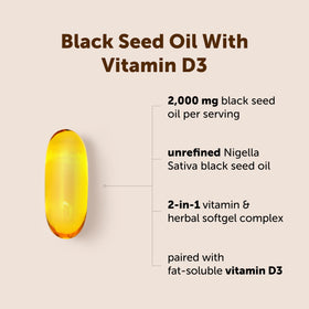 Sachet d'huile de graines noires Micro Ingredients avec 240 gélules