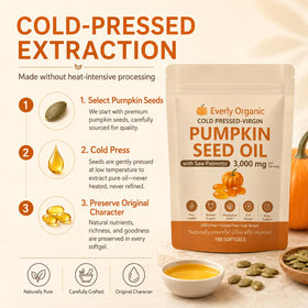 Sachet d'huile de pépin de citrouille Everly ouvert avec gélules