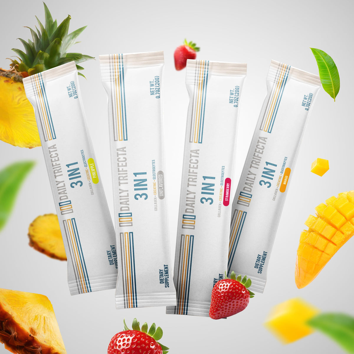 Sachet Daily Trifecta ouvert avec poudre visible