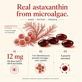 Sachet de 150 gélules d'astaxanthine UBOMOPI, vue latérale