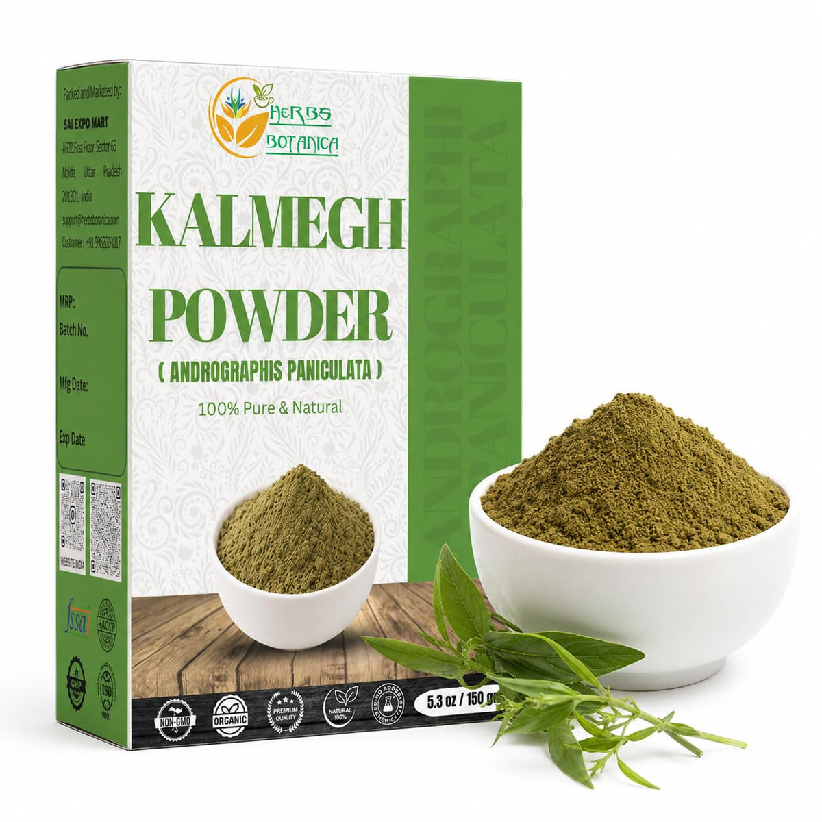 Sachet de 181 g de Kalmegh de Herbs Botanica, vue avant
