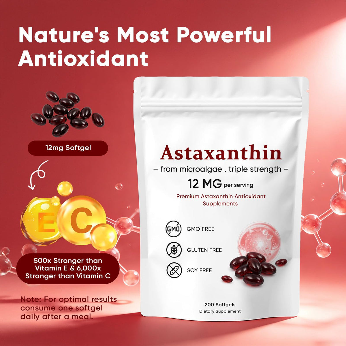 Sachet de 200 gélules Astaxanthin 12mg VSXAZ