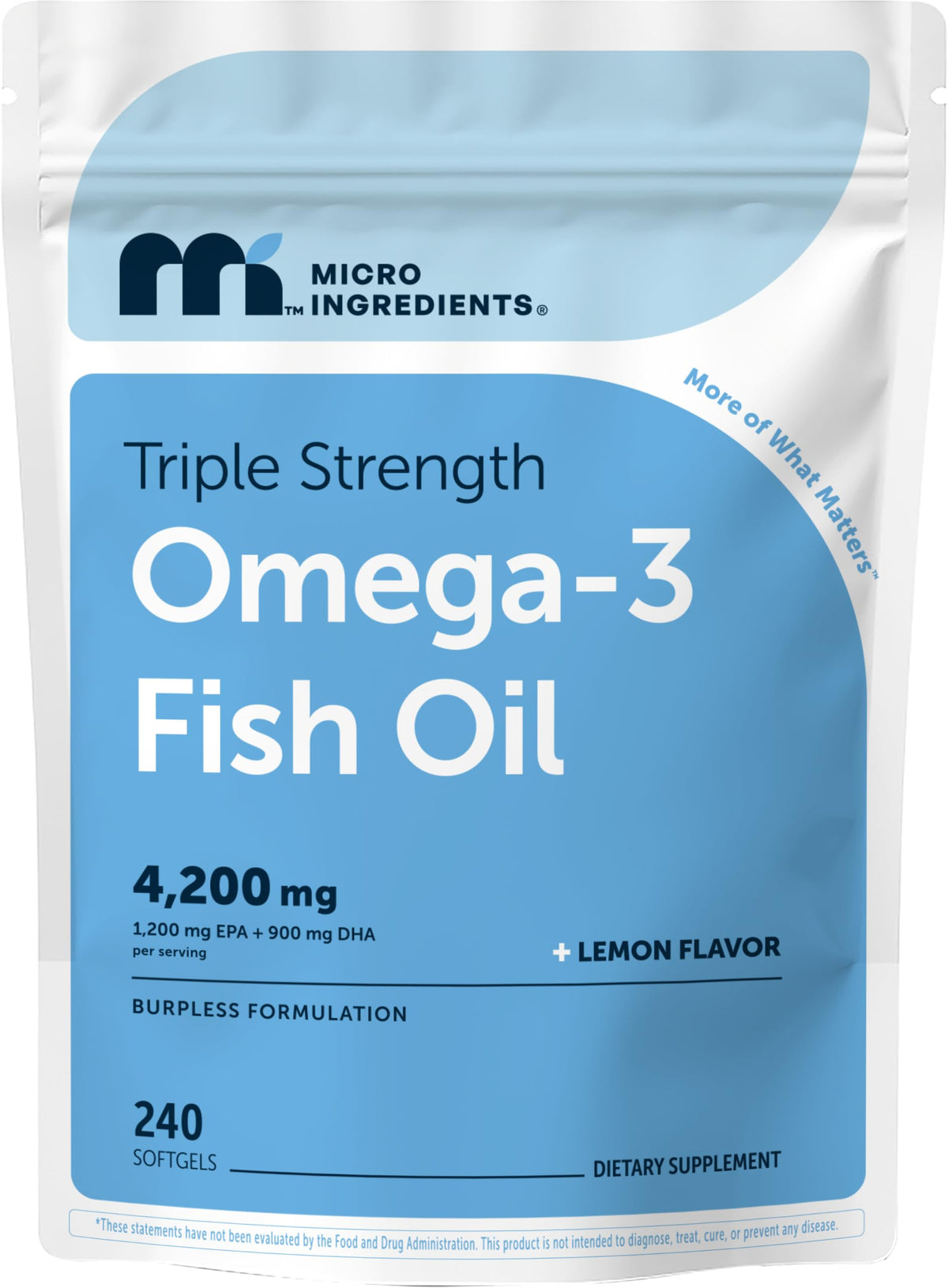 Sachet de 240 capsules d'huile de poisson Omega-3 Micro Ingredients