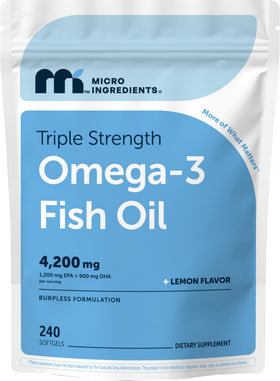 Sachet de 240 capsules d'huile de poisson Omega-3 Micro Ingredients
