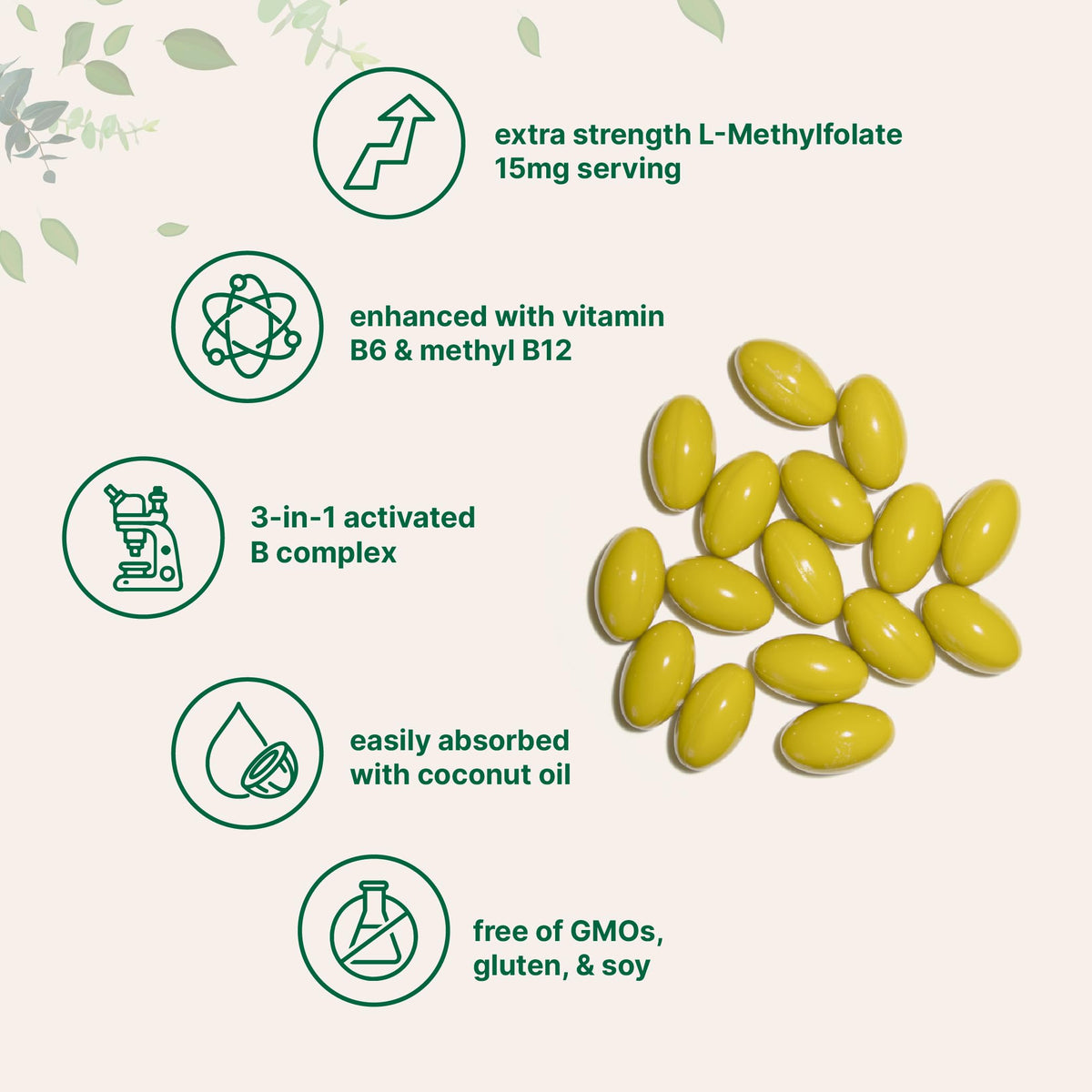 Sachet de 240 gélules L-Méthylfolate avec vitamines B6 et B12