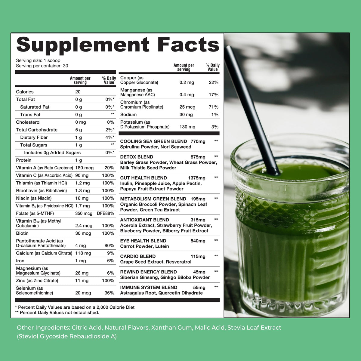 Sachet de 259g de poudre Super Greens Rewind