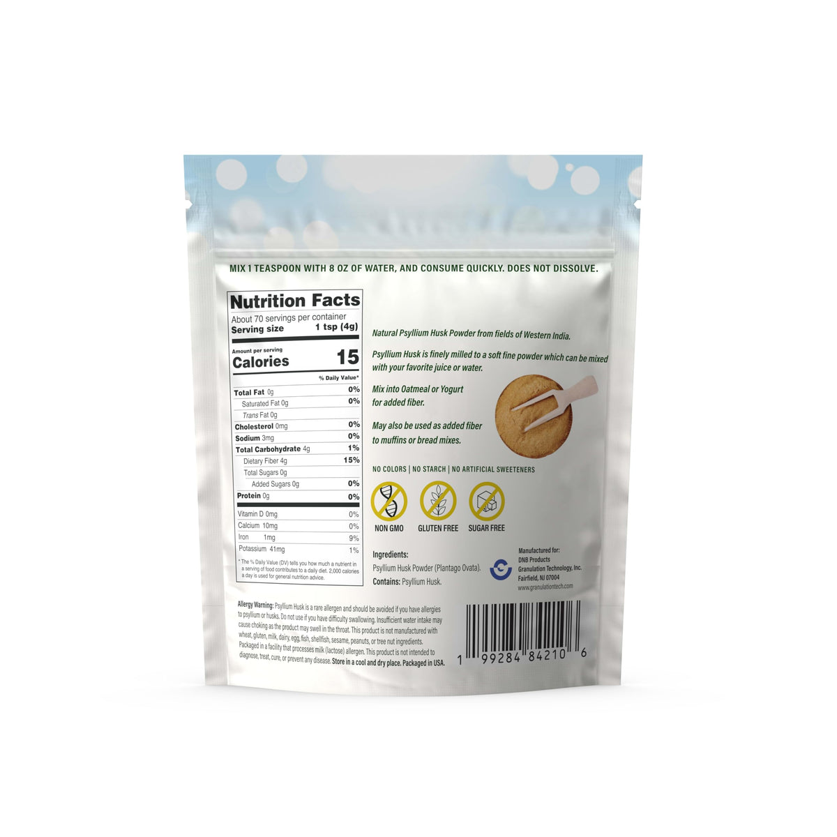 Sachet de 358g de poudre de psyllium bio Dr. Nigalaye's Best