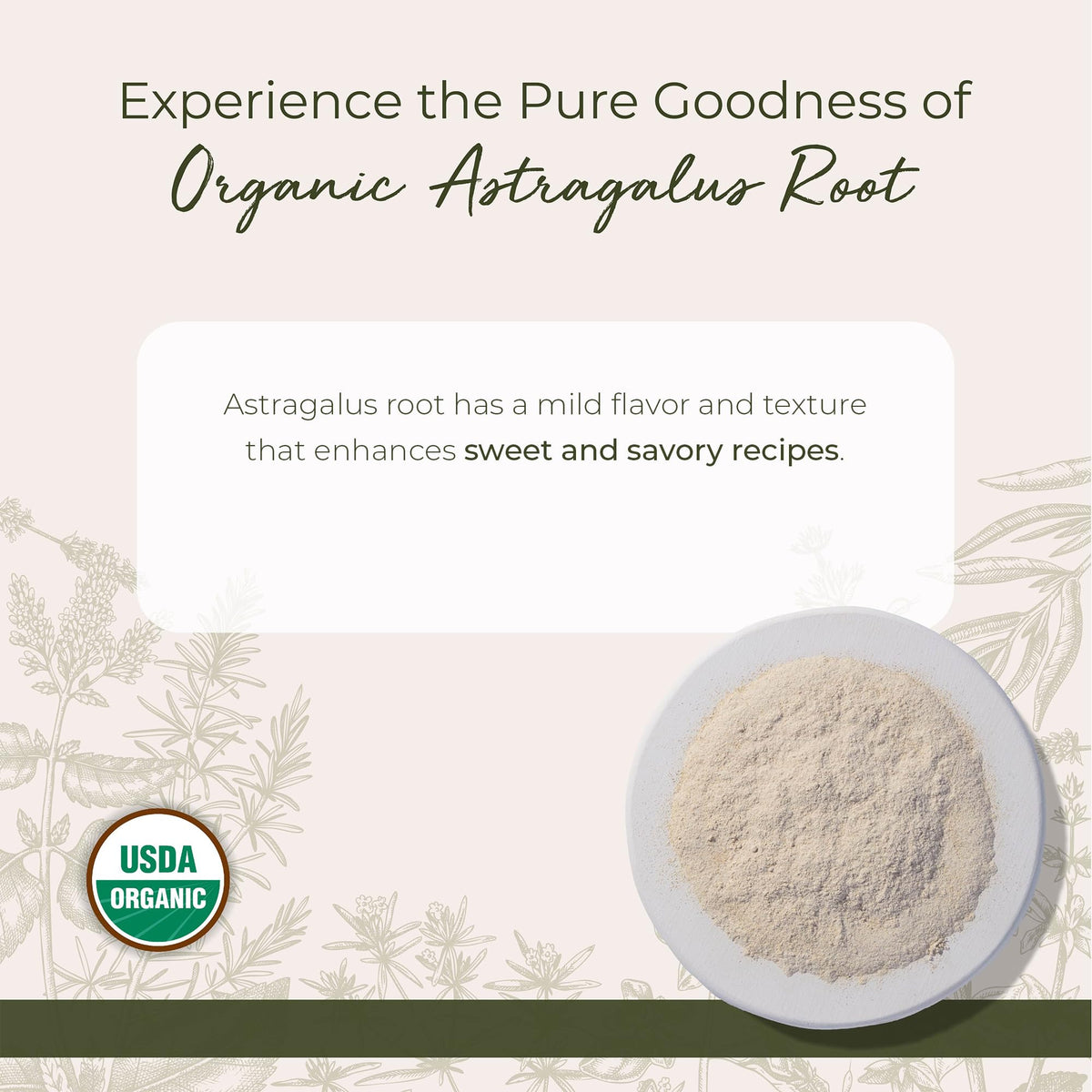 Sachet de 481g de poudre d'astragale bio Starwest Botanicals, vue arrière