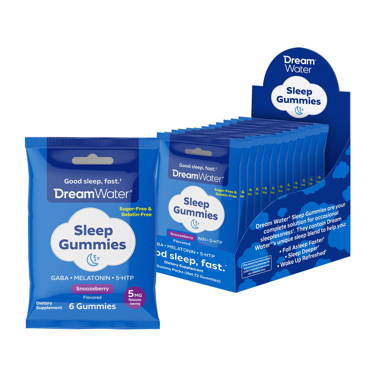 Sachet de 6 gummies de sommeil Dream Water au goût Snoozeberry