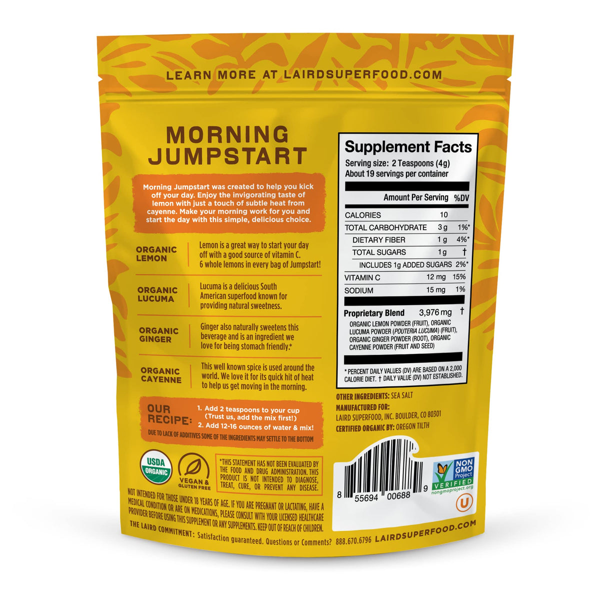 Sachet de 82g de poudre Morning Jumpstart de Laird Superfood