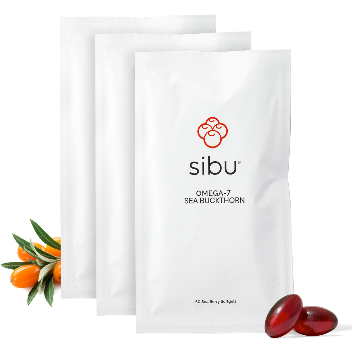 Sachet de 90 capsules sibu Omega-7 avec huile de baies de sureau