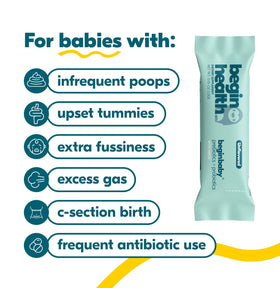 Sachet de Beginbaby® Prébiotiques et Probiotiques, contenu en poudre