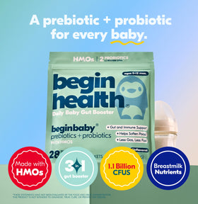 Sachet de Beginbaby® Prébiotiques et Probiotiques, vue arrière