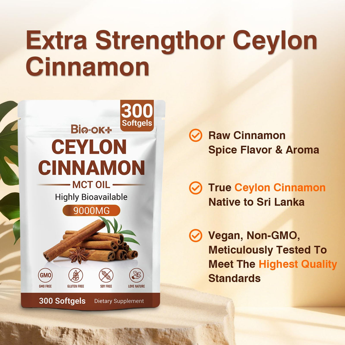 Sachet de Biookultra Cannelle de Ceylan avec 300 softgels