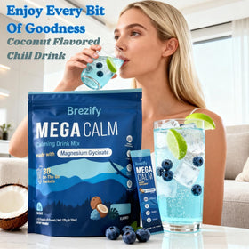Sachet de Brezify MegaCalm ouvert avec poudre