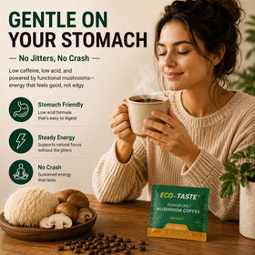 Sachet de Café aux Champignons ECO-TASTE ouvert avec contenu
