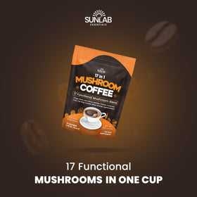 Sachet de café de champignons bio SunLab Essentials sur une table