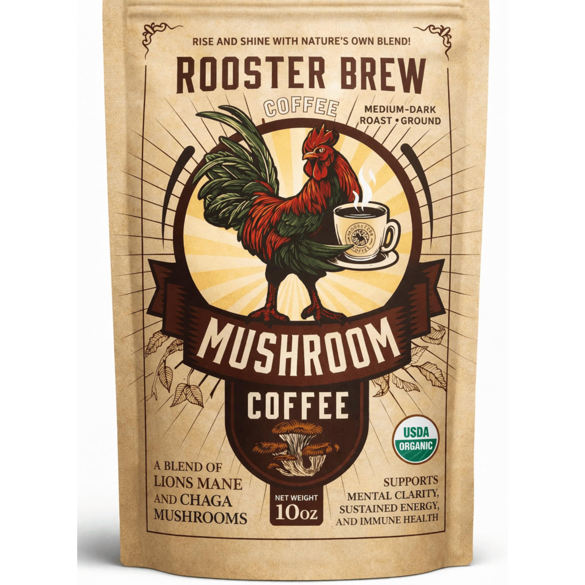 Sachet de café Rooster Brew de 10 oz avec logo