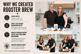 Sachet de café Rooster Brew sur fond blanc
