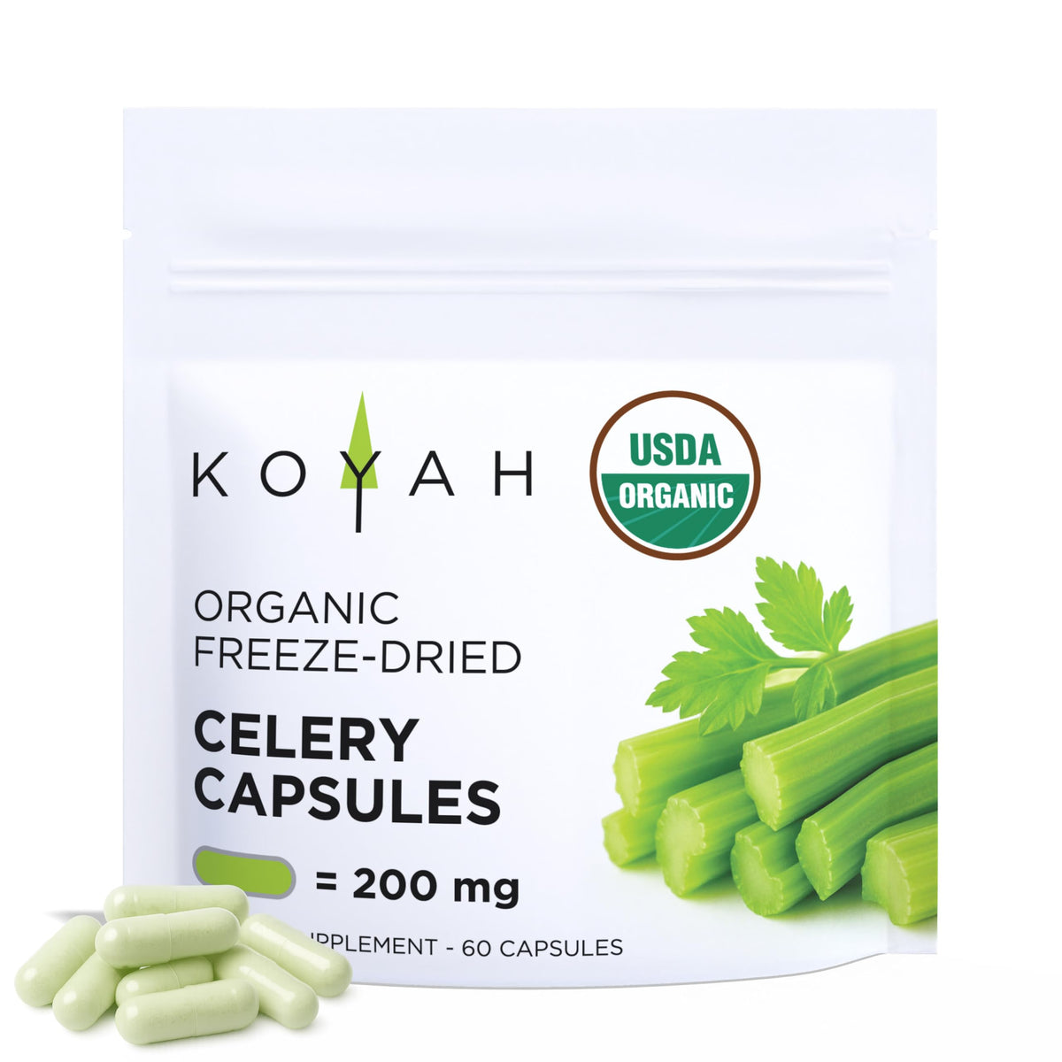 Sachet de capsules de céleri bio KOYAH avec 60 capsules