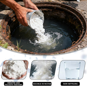 Sachet de chaux hydratée xixisusu ouvert avec poudre visible