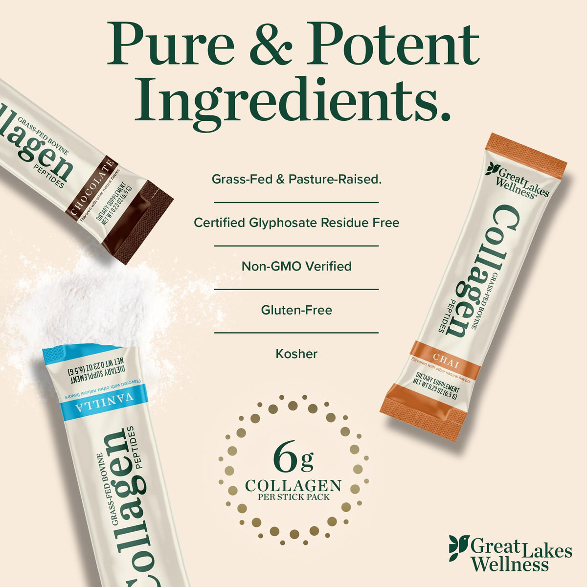 Sachet de collagène Great Lakes avec étiquette