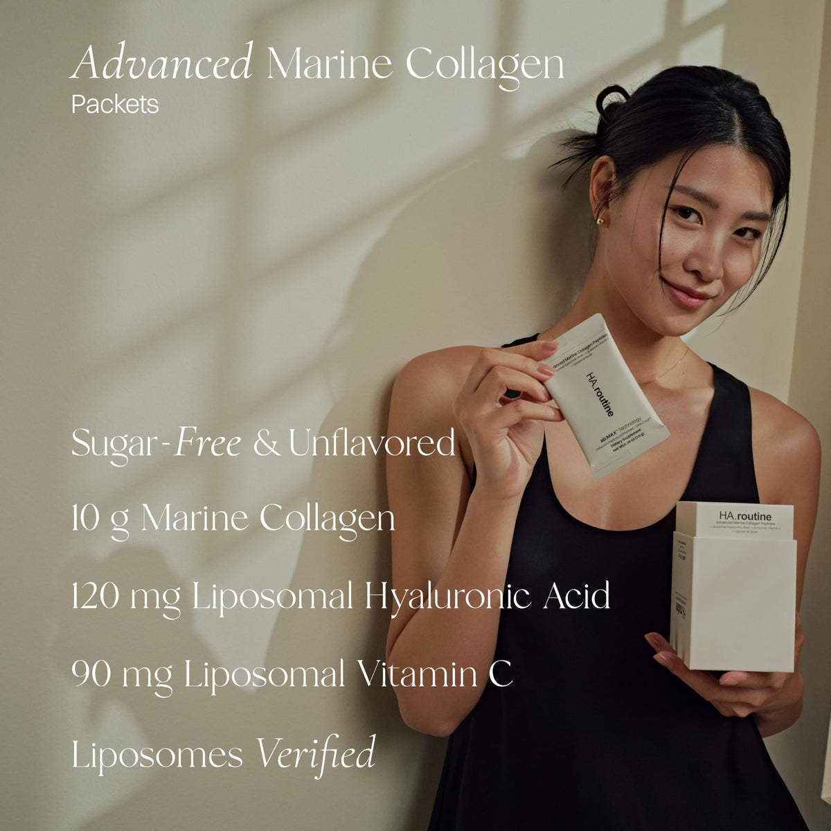 Sachet de collagène marin Haroutine ouvert avec poudre visible