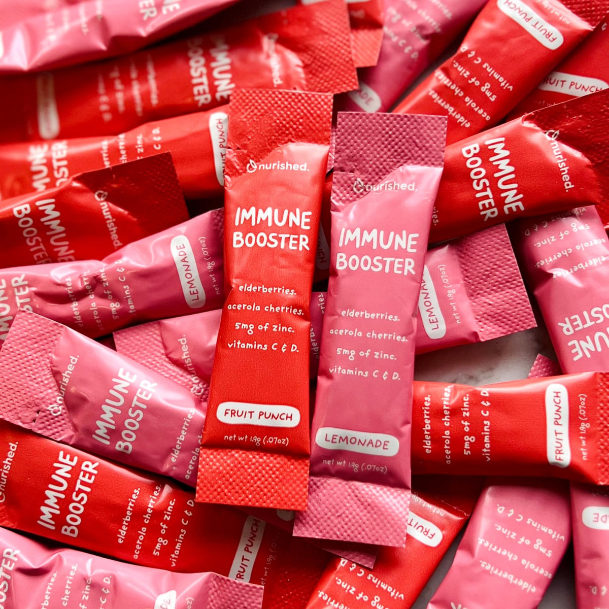 Sachet de complément alimentaire Nurished pour enfants, présentation des saveurs