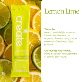Sachet de Create Créatine + Électrolytes 5g Citron Lime avec instruction de préparation