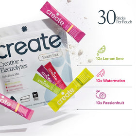 Sachet de créatine Create avec étiquette de saveur citron vert