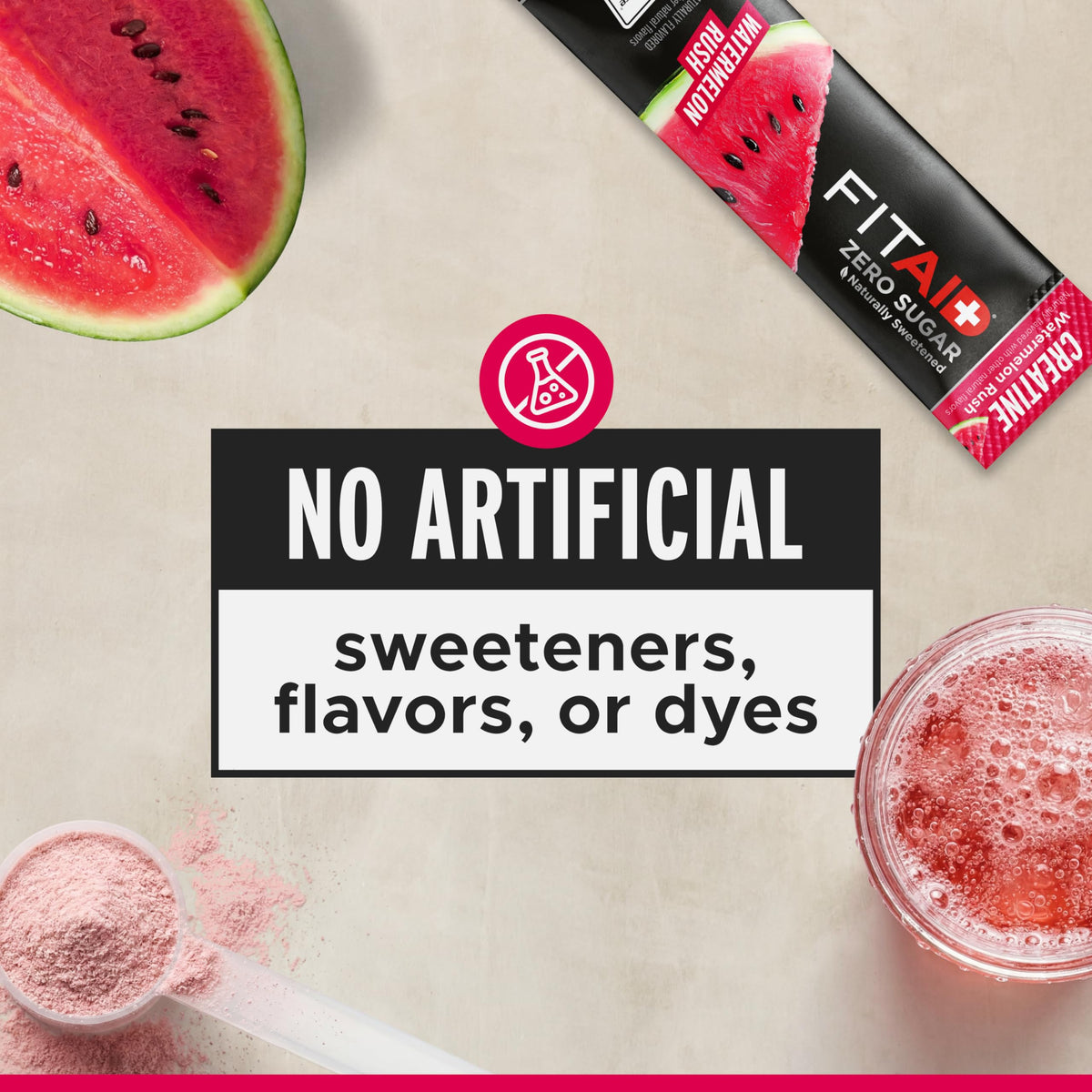 Sachet de créatine LIFEAID avec des fruits frais