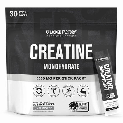 Sachet de créatine monohydrate Jacked Factory 150g vue de face