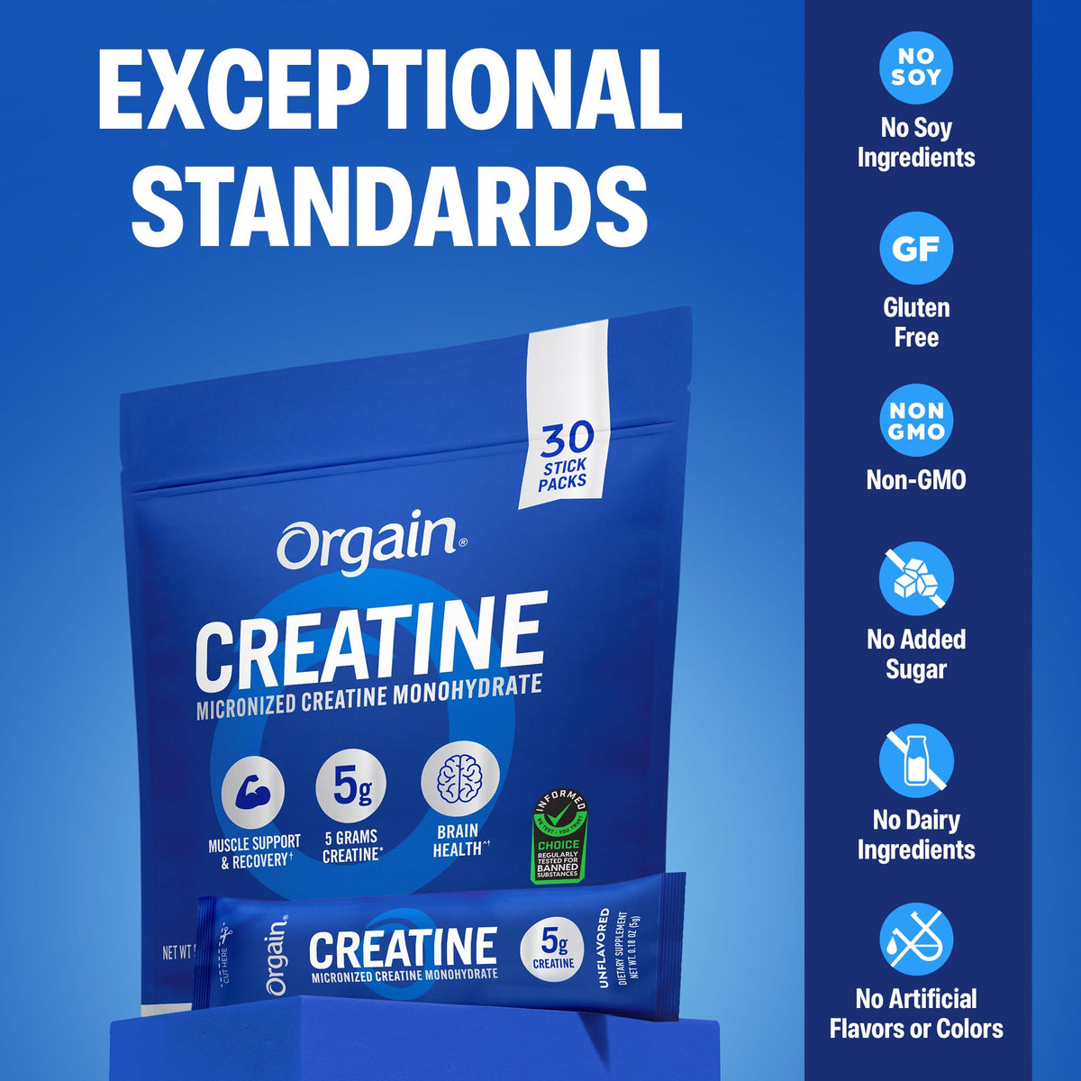 Sachet de créatine monohydrate Orgain ouvert