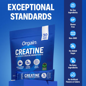 Sachet de créatine monohydrate Orgain ouvert