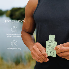 Sachet de CYMBIOTIKA Complex de Magnésium Liposomal avec arrière-plan naturel