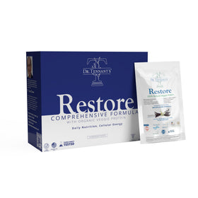 Sachet de Dr. Tennant's Restore Vanilla avec informations nutritionnelles