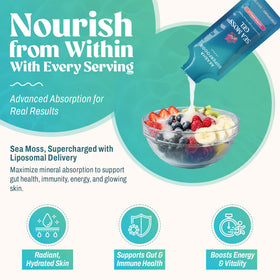 Sachet de Gel de Mousse de Mer Irlandais avec étiquette et informations nutritionnelles