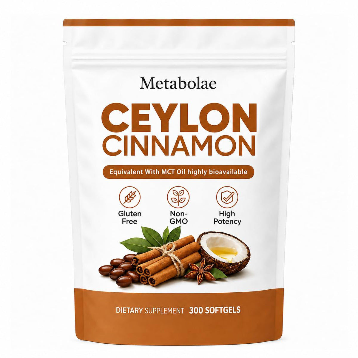 Sachet de gélules de cannelle de Ceylan Belano avec 300 softgels