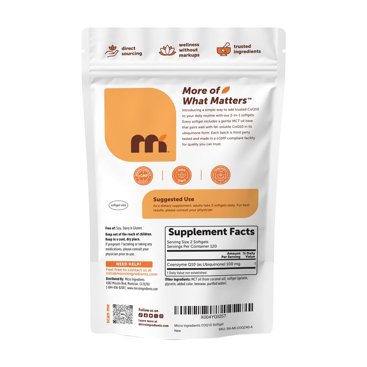 Sachet de gélules molles CoQ10 et MCT