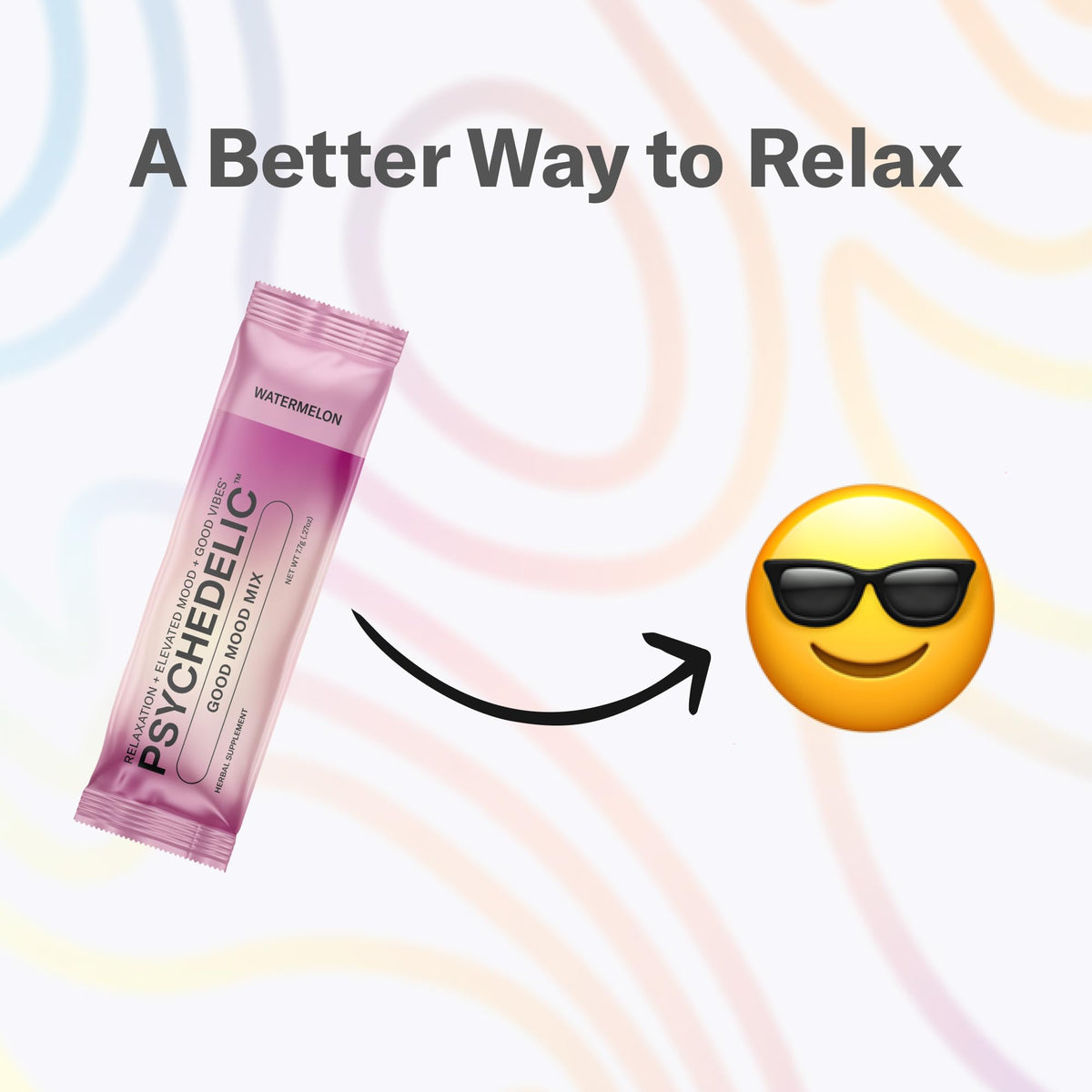 Sachet de Good Mood Mix sur une table avec des accessoires