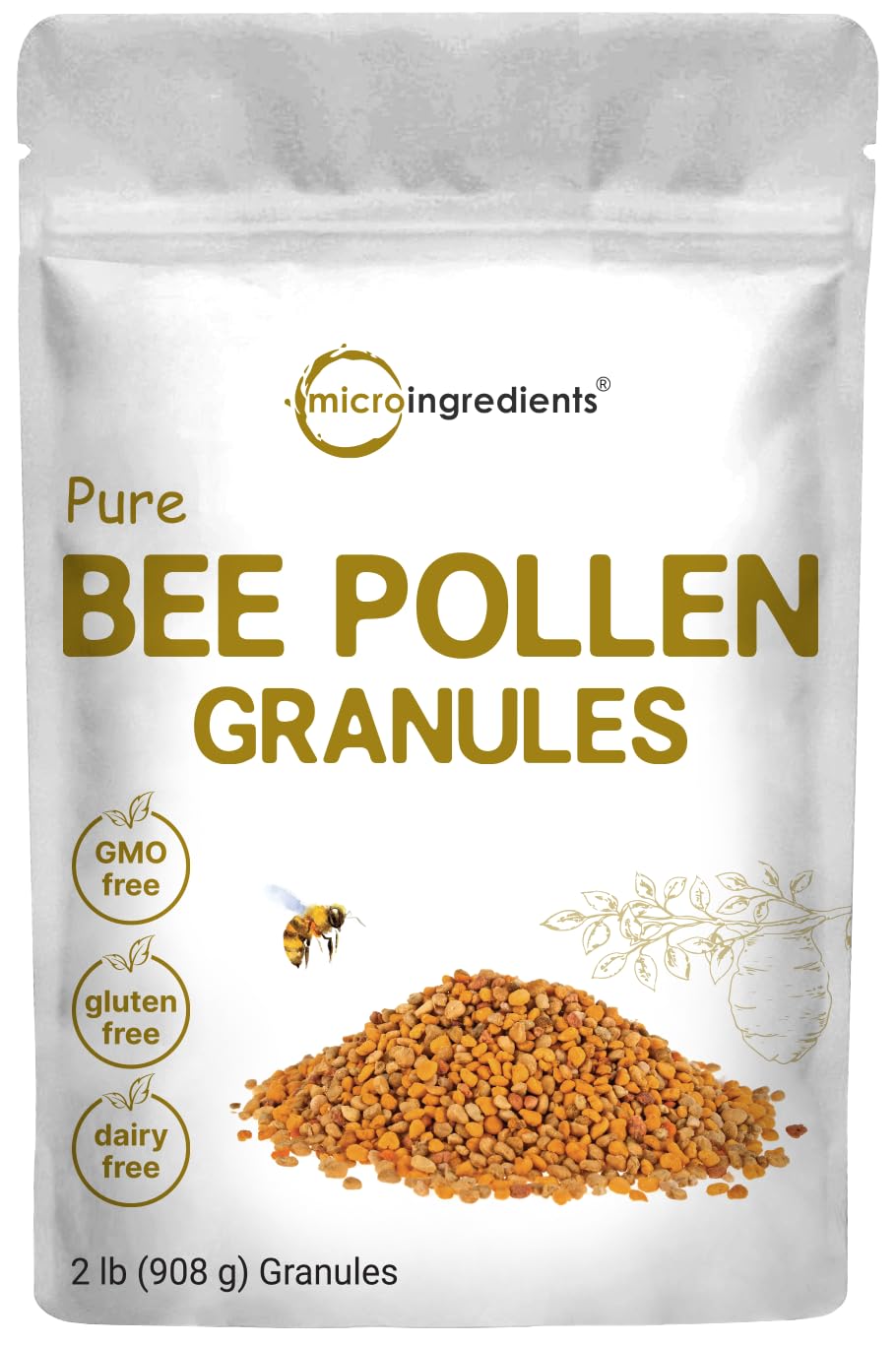 Sachet de granules de pollen d'abeille Micro Ingredients 948g, vue avant