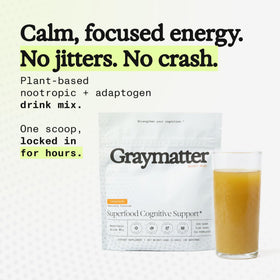 Sachet de Graymatter Bright Mind Tangerine avec ingrédients listés