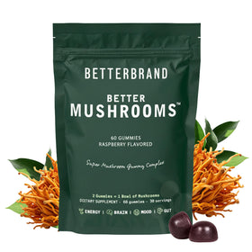 Sachet de gummies Betterbrand BetterMushrooms à la framboise, 60 unités