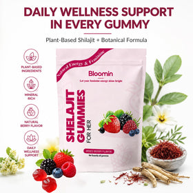 Sachet de gummies Bloomin Shilajit avec étiquette visible