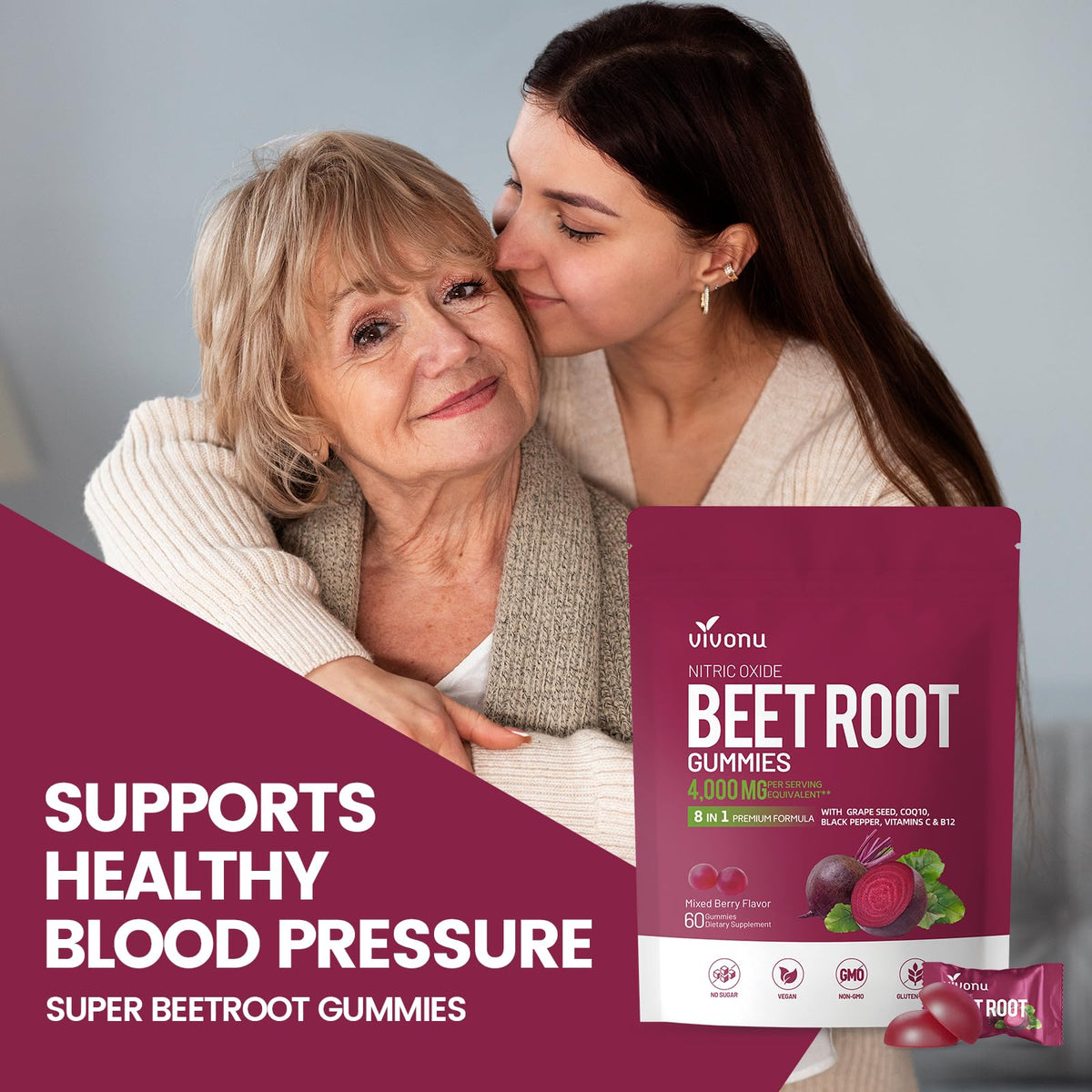 Sachet de Gummies de Betterave avec informations nutritionnelles